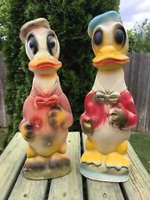 Vintage 1940  Carnival Chalkware Donald and Very Rare Daisy Duck Matched Set picture