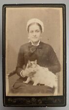 cdv photo young lady with her pet cat c 1870s picture