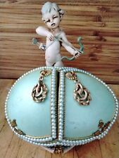 Vintage Handmade Decorated Egg Cupid Arrow With fairy Token Italy picture