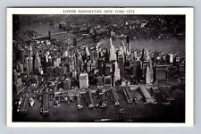 New York City NY-Aerial Lower Manhattan, Antique, Vintage Souvenir Postcard picture