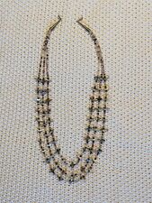 Zuni Vintage Shell Mother of Pearl Bird Fetish Heishi 3 Strand Necklace 12in picture