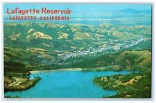c1950's Lafayette Reservoir Aerial View Town River Lake Lafayette CA Postcard picture