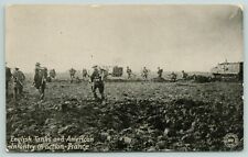 WWI France~Military~English Tanks~American Troops~Kavanaugh War Postal~1917 PC picture