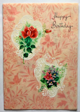 Vintage Happy Birthday Greeting Card A Sunshine Card Flowers Pink Handwriting picture