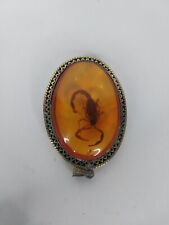RARE ANTIQUE ANCIENT EGYPTIAN Old Scorpion Dead Mummy Amber Pendant Necklace picture