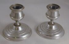 Pair of Vintage Unmarked Aluminum Canclesticks in Graceful Classic Shape picture