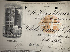 Kirschbaum Clothing Billhead 1900 Philadelphia Nice Building picture