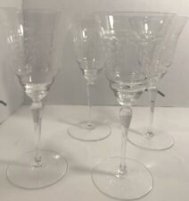 Vintage Grapevine Crystal Etched Set Of 4 Antique Champagne Goblets picture