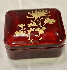 Vintage Small Japanese Gold Sakura Lacquerware Trinket Box picture