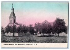 Larimore North Dakota ND Postcard Catholic Church Parsonage 1910 Vintage Antique picture