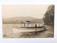 RPPC Club Boat, Spider Lake,  Megantic Co., Maine Vintage Camp Photo Postcard picture