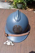 French Repro WWI M15 Adrian Helmet Horizon Blue, AMERICAN FIELD SERVICE -W/PIN picture