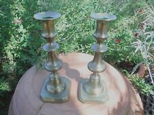 Pair of early 19th late 18th Century Antique Brass English Candlesticks picture