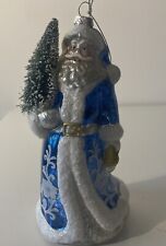 Trimsetter Dillard’s Santa Claus Christmas Tree Glass Ornament Blue Coat picture