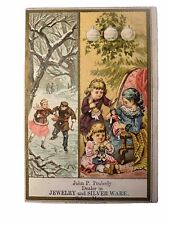 John Peabody Salem MA Victorian Jewelers Trade Card Silver Ware Holiday 1879 B68 picture