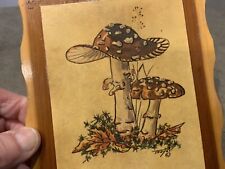 Vtg 1970’s Mushrooms Wooden Wall Plaque Cape Cod picture