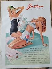 1947 Womens Jantzen Tan With Jan Sun Oil Swimsuit Fashion Art Ad picture