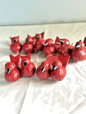 Christmas tree ornaments lot of 6 wood cardinals bright color picture