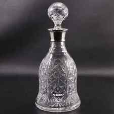 Barker Ellis & Co Sterling Silver Topped Heavy Cut Crystal Decanter 11 1/2