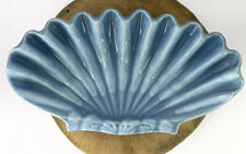 Stunning Vintage Royal Haeger Pottery Blue Shell Footed Dish R297 picture