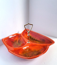 Vtg Mid Century Modern Orange Ceramic Relish Candy Serving Condiment Dish Tray picture