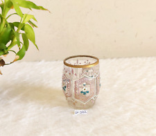 19c Vintage Enamel Decorated Clear Glass Tumbler Golden Work Rare G-322 picture