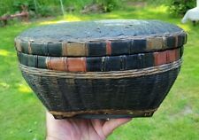 FARM HOUSE BASKET  LACQUERED W/ PAINTED DUTCH GIRL - EDWARDIAN ERA 1900-1910 picture