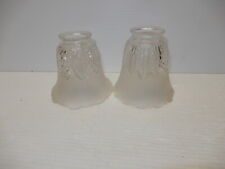 ANTIQUE NEAR PAIR PRESSED GLASS ELECTRIC LIGHT LAMP SHADES picture
