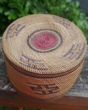 Antique NUU-CHAH-NULTH (Nootka) Native Hand Woven Geometric Designed Basket  picture