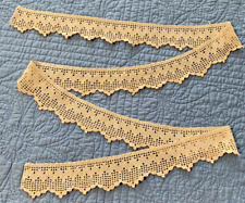 Vintage Antique Hand Crocheted Heart Filet Lace Edging  2X67