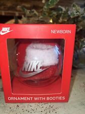 Nike Christmas Ornament Newborn Booties Red White Silver Nike Logo 0-6 Months picture