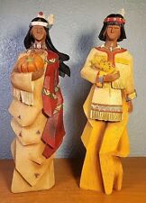Pacific Rim Cubist Native American Indian Figurines Celebrate Thanksgiving  12” picture