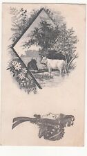 Andrew Boutin Crockery Glass Burlington VT Cow in Stream Vict Card 1880s picture