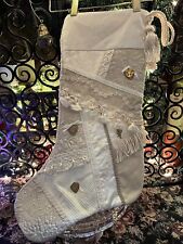 VTG~House of Hatten BEAUTIFUL Velveteen Satin Lace & Charms Christmas Stocking picture