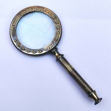 Antique Brass Heavy Magnifying Glass Vintage Magnifier Collectible B90 picture