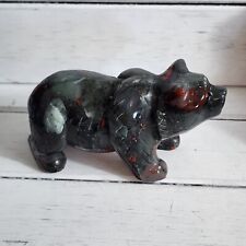 KCGS African Blood Stone Bear Crystal Quartz Carved Statue Healing MADAGASCAR  picture
