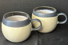 SOUTHERN LIVING, Astra Stripe Stone Set of 2 Mug/Cup Speckled Beige, Grey Band picture