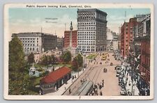 Cleveland Ohio, Public Square Looking East Trolleys Old Cars, Vintage Postcard picture