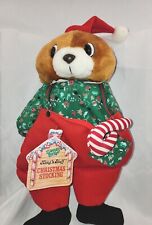 VTG 80's Santa's Best Rennoc 3D Teddy Bear Plush Christmas Stocking 20