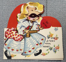 Vintage Valentine Card Girl Masked Like To Steal Your Heart  Americard X 4543 picture