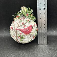 NEW Raz Imports 4” Cardinal On Birch Ball Ornament NEW With Tag picture