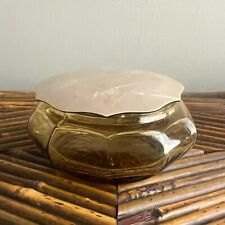Vintage Amber Glass with Celluloid Lid Powder Box Vanity Decor picture