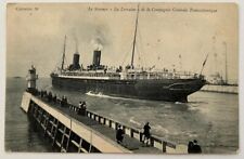 LA LORRAINE (French) Port stern photo leaving port. People on Jetty. 1905 picture