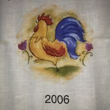 Vintage 2006 Cottagecore Country Tuscany Rooster Linen Calendar Towel *NEW* picture