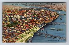 Portland OR-Oregon, Aerial Of Town Area, Antique, Vintage c1953 Postcard picture
