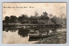 Paw Paw Lake MI-Michigan, River Scene, Antique, Vintage c1924 Postcard picture