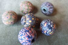 INDONESIAN vintage glass beads -(6 beads)-jatim mosaic (group 4) picture