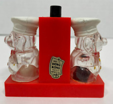 Vintage Enesco Connected Pig Salt And Pepper Shakers Push Button picture