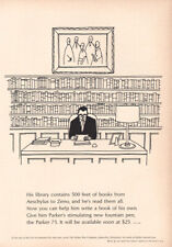 1964 Parker Pens: Library Contains 500 Feet of Books Vintage Print Ad picture
