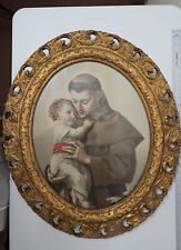 VTG ANTIQUE Ornate Gold Frame Photo Print St. Anthony Victorian Look picture